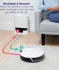 Robot Vacuum Cleaner With Beastly Suction For Pet Hair On Rugs And Hard Floors in living room, recharging at base station