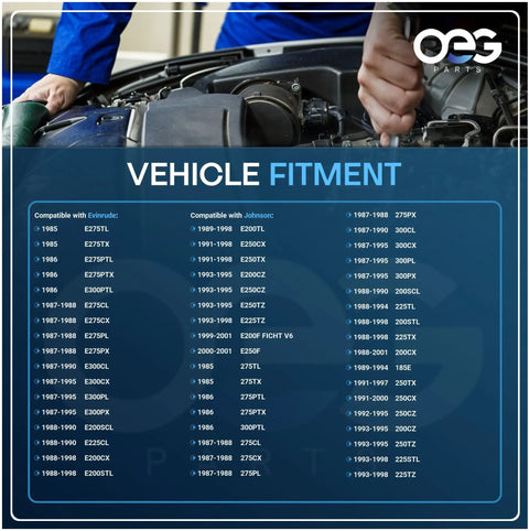 Vehicle fitment chart for Beefed Up Starter For Outboard Marine OMC Evinrude Johnson 200 300HP 1988 2011 Replacement Motor Starter