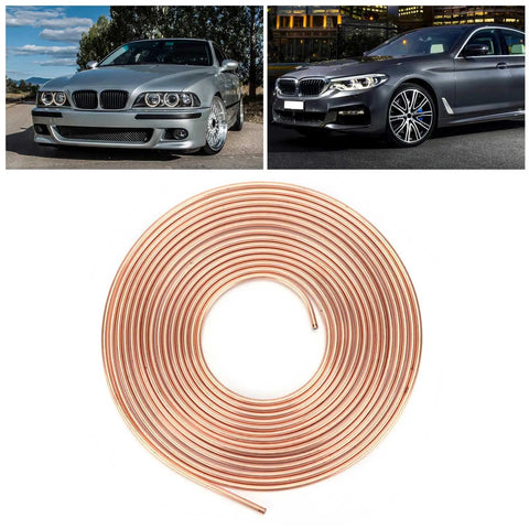 3/16 Inch Copper Plated Brake Line Tubing 25 Foot Flexible Coil Roll With 0.028 Inch Wall Durable For Hydraulic Braking Fuel System