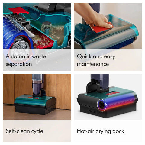 Clean And Wash Hygiene Wet And Dry Hard Floor Cleaner for spills and stains, capillary action, dual action mop vacuum features