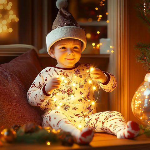 Warm White Plug In Fairy Lights 33Ft 100 LED Silver Wire Firefly String Lights With Adapter For festive room decor.