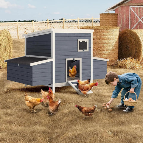 Sturdy Wooden Chicken Coop With Two Nesting Boxes And Lockable Doors Weatherproof Roof Dual Purpose Rabbit And Duck Hutch ideal for yard