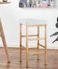 Backless Bar Stool With Gold Frame And White Vinyl Cushioned Seat 30 Inch Counter Height Glam Modern Style Gold Finish Legs