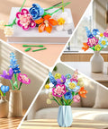 Flower Bouquet Building Kit For Adults And Kids 8 Plus, 13 Colorful Stems From 8 Varieties Like Peony, Rose, Hydrangea, Snowball, Narcissus, Snapdragon, And Consolida, A Dope DIY Home Decor Gift For Creative Crafters in vases