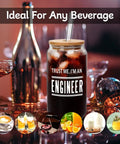 Engineer Mug For Him A Funny Gag Gift Durable Glass Cup For Engineers with straw on party table