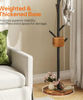 Coat Rack With Nine Hooks Freestanding Metal Hall Tree With Wooden Base For Entryway Space Saving Coat Hanger Stand Heavy Duty