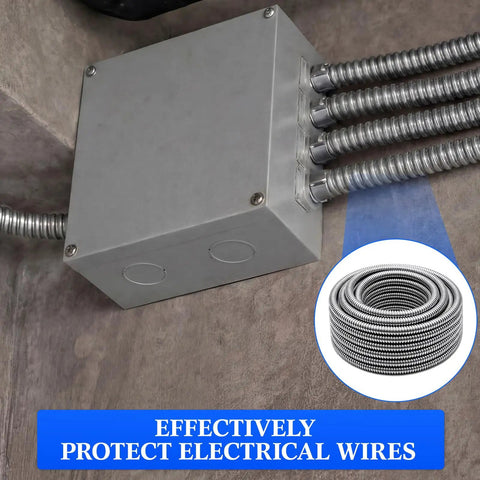 1.25 Inch By 50 Foot Galvanized Steel Flexible Conduit For Outdoor Electrical Wiring Heavy Duty Weatherproof Greenfield Ready Built Tough Protection