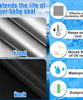 Front and back views of 600D material for 2Pcs Baby Car Seat Sun Shade Cover For Infants And Toddlers All Weather Car Seat Cooler With UV Protection Keeps Seats Chill Blocks Sunlight Dustproof And Spillproof Easy To Install Travel Accessory For Happier Rides