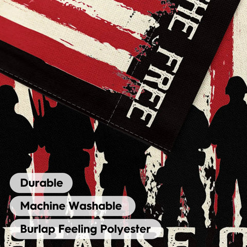 Close-up of Colorlife Memorial Day Patriotic Garden Flag 12x18 Inches Double Sided US Flag with text design and silhouettes