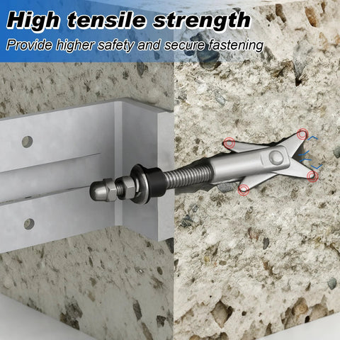 8 Pack M8x110mm X Shaped Toggle Bolts Heavy Duty Wall Anchors Stainless Steel 304 installed in concrete wall
