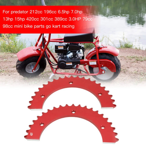 Split Sprocket For 420 Chain 42 Tooth Aluminum Rear Drive Wheel Fits Predator engines shown with mini bike.
