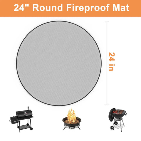 24 Inch Round Fire Pit Mat Four Layer Fireproof Shield For Outdoor Grills And Decks Waterproof Heat Resistant Protector