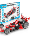 Motorized Race Car Building Set For Kids 9 Plus Ten In One STEM Construction Toys, red and black race car model with box