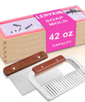 Rectangular Soap Mold Kit With Cutter For DIY Soap Making, 42oz Flexible Silicone Loaf Mold With Wooden Box And Stainless Steel Wavy And Straight Scrapers