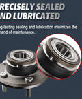 Front Wheel Bearing Hub Replacement For Dodge Challenger Charger Magnum And Chrysler 300 RWD 5 Lug ABS Encoder Drop In Replacement Fits 2005 2014 Models, showing two hubs with precise sealing.