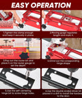 Instruction steps for using Heavy Duty Aluminum Alloy Door Hinge Jig And Deep Hole Pencil Set with adjustment features