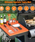 Premium Silicone Grill Mat Sixteen By Eleven Point Five Inches For Griddle Grillin Spatula Mat With Utensils
