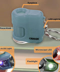 Pocket Microscope Keychain With 20x Magnification, Built-In LED And UV Light, Adjustable Focus, Portable Science Tool For Snapping Fluorescence, Inspecting Currency, Tiny Details, And Everyday Discovery On The Go in blue plastic