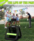 Outdoor gathering with Two In One Golf Chipping Practice Net for backyard practice, surrounded by people celebrating.