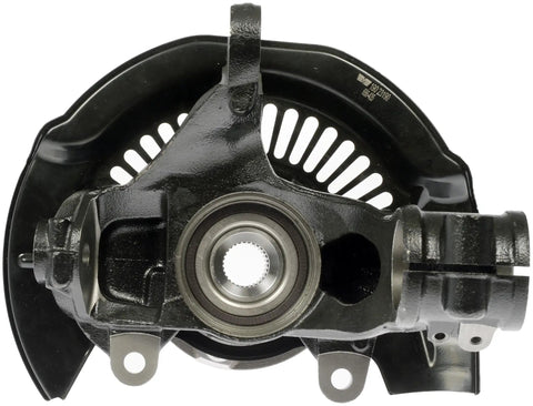 Front Driver Side Loaded Steering Knuckle For Select Honda Models Prepressed Assembly viewed from the front, showcasing its design.