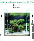 M METERXITY aquarium air valve kit: stainless steel 1-way valve, 2 plastic check valves, and 2 suction cups for CO2 system