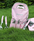 Pink 12 Piece Garden Tool Set with Aluminum Hand Tools Non Slip Handles Includes Kneeling Pad Apron Gloves and Organizer Bag