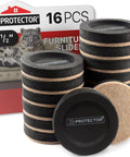 Heavy Duty Felt Furniture Sliders For Hardwood Floors 16 Piece Set with packaging showing felt pads for protecting floors