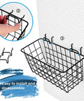 Two Pack Pegboard Baskets For 1/8 And 1/4 Inch Pegboards, Heavy Duty Metal Bins And Wall Mount Hooks, Easy Install Display