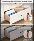 16 Inch Center Mount Drawer Slides Hidden Undermount Heavy Duty Concealed Central Rails Three Quarter Extension Bottom Glide Track Runners For Kitchen Cabinets Dressers And Chests under a drawer, center vs side mount comparison