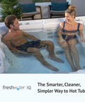 Smart Water Monitor For Spas And Hot Tubs With Salt System Support, Hourly Testing, And Effortless Monitoring To Keep Your Water Clean, natural feeling, and ready for relaxing soaks. White Freshwater IQ hot tub sensor logo