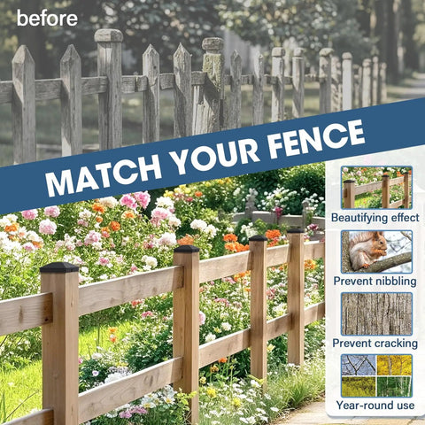 4x4 Fence Post Caps Black Aluminum Cover Kit For 3.5x3.5 Posts, installed on wooden fence in garden scenery