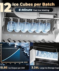 Fast ice maker feature of 4-In-1 Water Dispenser With Ice Maker For Home And Office Hot Cold And Room Temp Water Plus Fast Ice Top Loading 2 To 5 Gallon Bottle Fit Child Safety Lock Space Saving Water Cooler with ice cubes and storage capacity.
