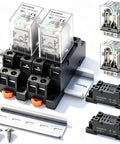 Two Pack JQX-13FL 12V DC Coil DPDT Power Relay With LED Indicator 8 Pin 10A Electromagnetic Relay For DIN Rail Mount