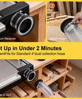 Magnetic Dust Collection Fittings For 4 Inch Shop Vacuums With Mag Port Connector And 2 Couplers installed on woodworking tools