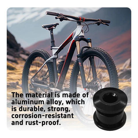 Mountain bike with Five Pack M8 Chainring Bolts 7075 Aluminum Alloy CNC Nuts For MTB Road BMX Crankset, shown in black