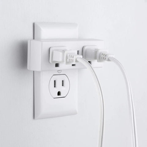 3-Outlet Wall Tap Extender 2 Pack Grounded Power Splitter For Home Office Dorm Use, 3-Prong Adapters, Indoor White UL Listed in use