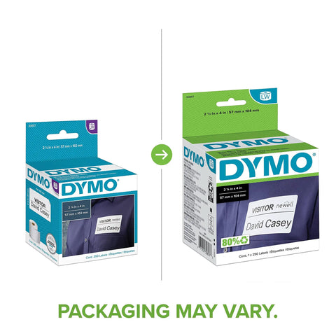 Top Shelf Name Badge Labels Compatible With Labelwriter Printers Featuring Killer Peel And Stick Adhesion Bright White Color 2.25 By 4 Inches Sheets 250 Count No Sweat Thermal Printing packaging design comparison