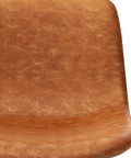 Camel brown vegan faux leather seat of Contemporary 24 Inch Counter Height Stool Set Of 2 in close-up view.