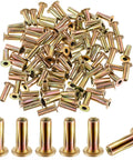 100 Pcs 1/4-20 Rivet Nuts Multi Grip Threaded Insert Nut Kit Zinc Plated Steel Flat Head Nutserts for automotive projects