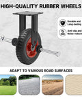 8 Inch Outdoor Heavy Duty Caster Wheels Set Of Two Badass Rubber Castors With Brake 1100 Lbs Load Capacity showcasing a rubber wheel with steel plate.
