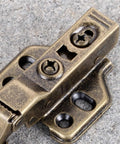Close-up of Soft Close Cabinet Hinges 2 Pack With Hydraulic Dampers For Cabinets in brass finish showing mounting detail.