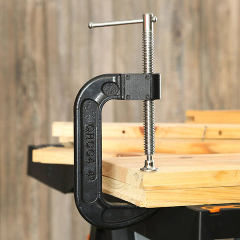 4 Inch Quick Release C Clamp With Push Button Release, Steel Swivel And Screw For Auto Repair, Welding, And Woodworking