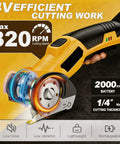 Heavy Duty Cordless Electric Box Cutter With Premium SK5 Blades Powers Through Cardboard Carpet And Fabric No Sweat with 320 RPM cutting speed.