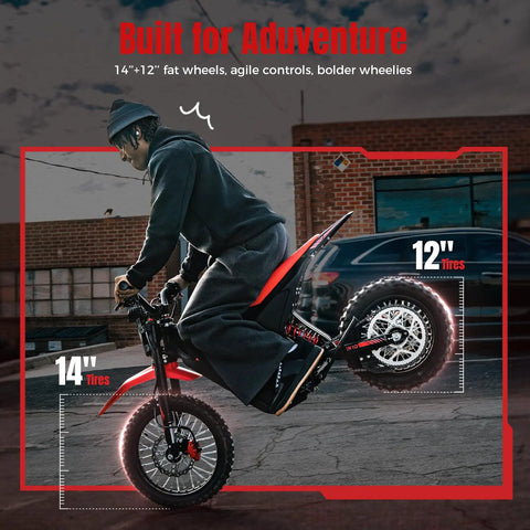 Off Road Electric Dirt Bike For Teens And Adults With A 2600W Peak Motor and Fat Tires, Urban Riding Scene