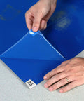 Blue LDPE Cleanroom Adhesive Mats For Entryways With Built Tough Peel And Reveal Sticky Floor Rolls That Trap Dirt Instantly Using No Fuss Swap Methods For Busy Workshops 18 By 36 Inch Heavy Duty Pack, removing a sticky layer.