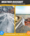 Image showing a road with visible cracks and a hand applying 9 Pack Concrete Crack Filler Sealant Kit Pro Grade Heavy Duty Weatherproof on a different road surface.