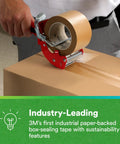 Close-up of a person sealing a box with Game Changing Paper Box Sealing Tape 570 1.9 Inch By 55 Yard Brown Recycle Compatible tape.