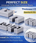 32 Piece Pontoon Fence Riser Kit One Half Inch Rail Spacers For Pontoon Boats Nylon Gray Elevate Deck Rails Channel Water Away