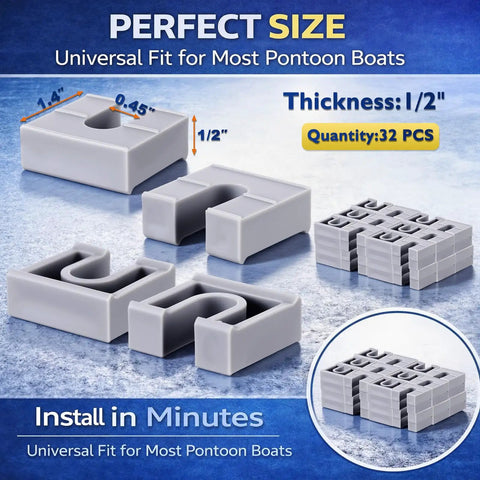 32 Piece Pontoon Fence Riser Kit One Half Inch Rail Spacers For Pontoon Boats Nylon Gray Elevate Deck Rails Channel Water Away