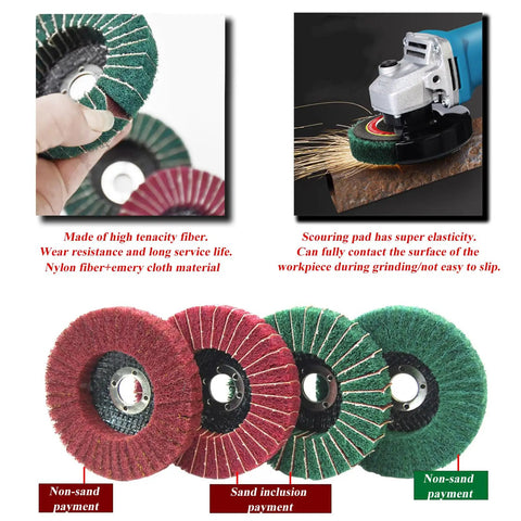 17 Piece 4 Inch Pro Grade Buffing Wheels Polishing Kit for Angle Grinder with nylon fiber flap discs and wool felt wheel shown